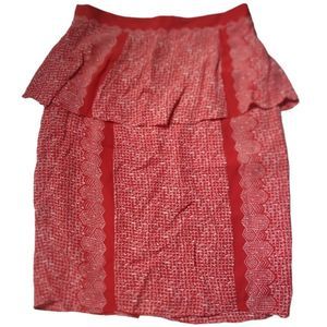 PLENTY by Tracy Reese Red/White Peplum "Broken Levels Skirt" Size 8